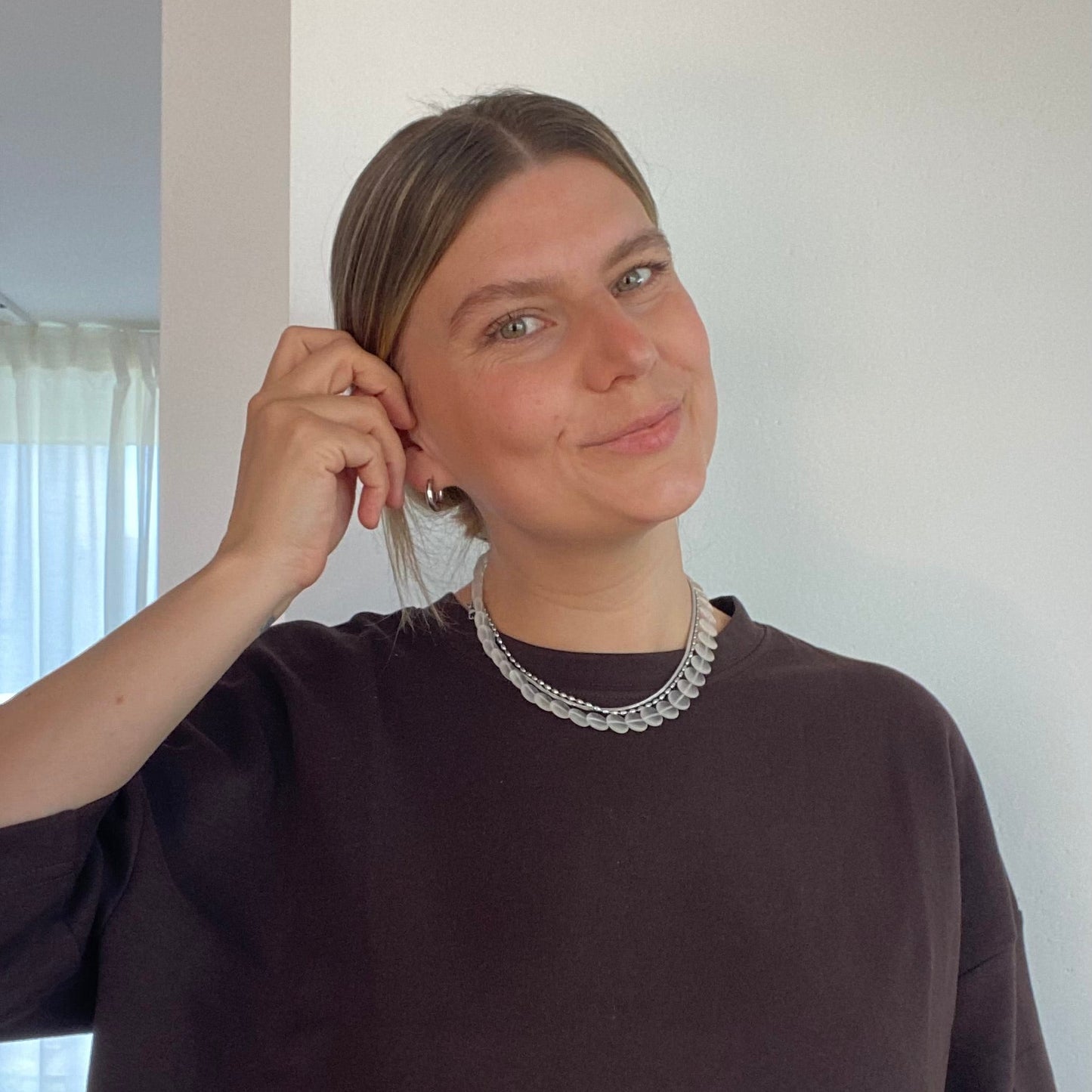 MILKY CRISTAL DISC NECKLACE für  Klarheit & sanfte Ruhe