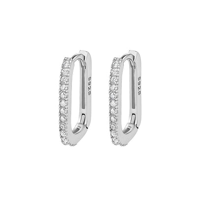 OVAL GLITTER HOOPS - 925er Sterling-Silber